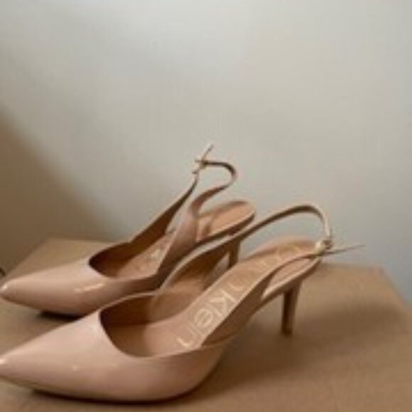 Calvin Klein Shoes - NEW beige patent leather sling back womens shoes